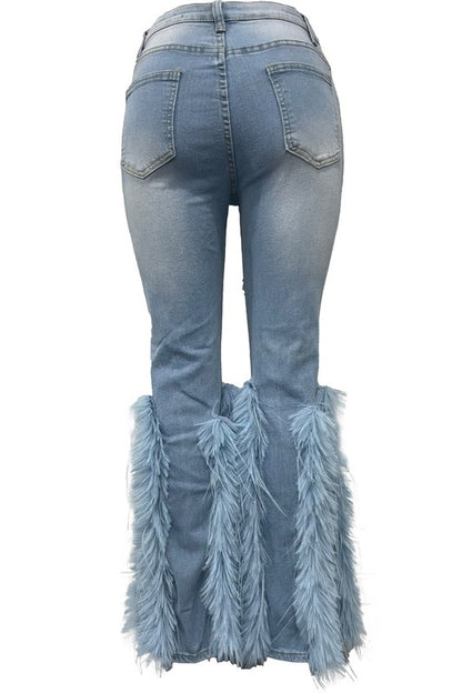 Cuff Feather Fashion Denim