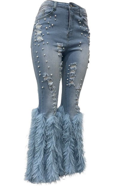 Cuff Feather Fashion Denim