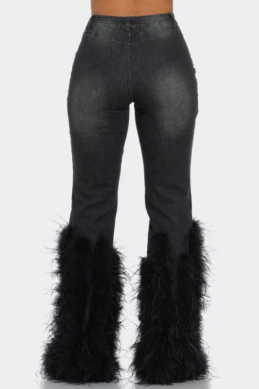 Cuff Feather Fashion Denim