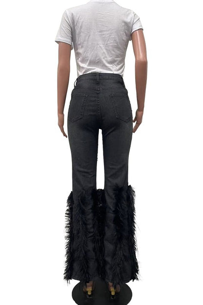 Cuff Feather Fashion Denim