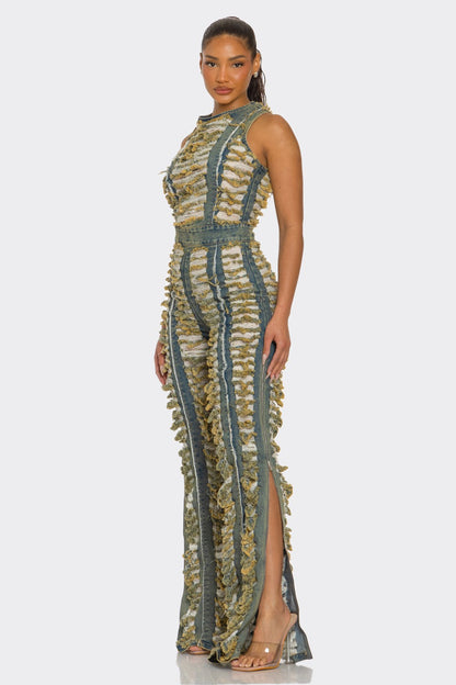 Sahara Fringe Textured Jumpsuit