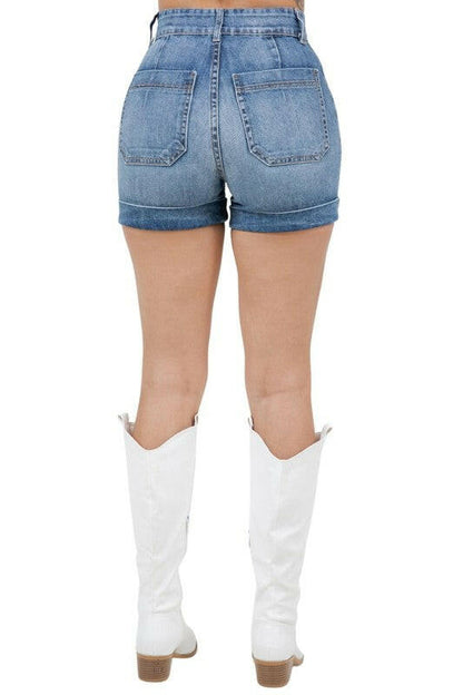 Willow Denim Short in Medium Wash.
