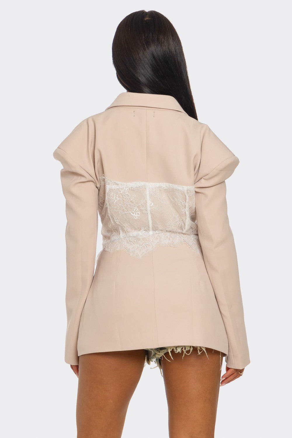 Lace Command Corset Blazer | Blush Nude