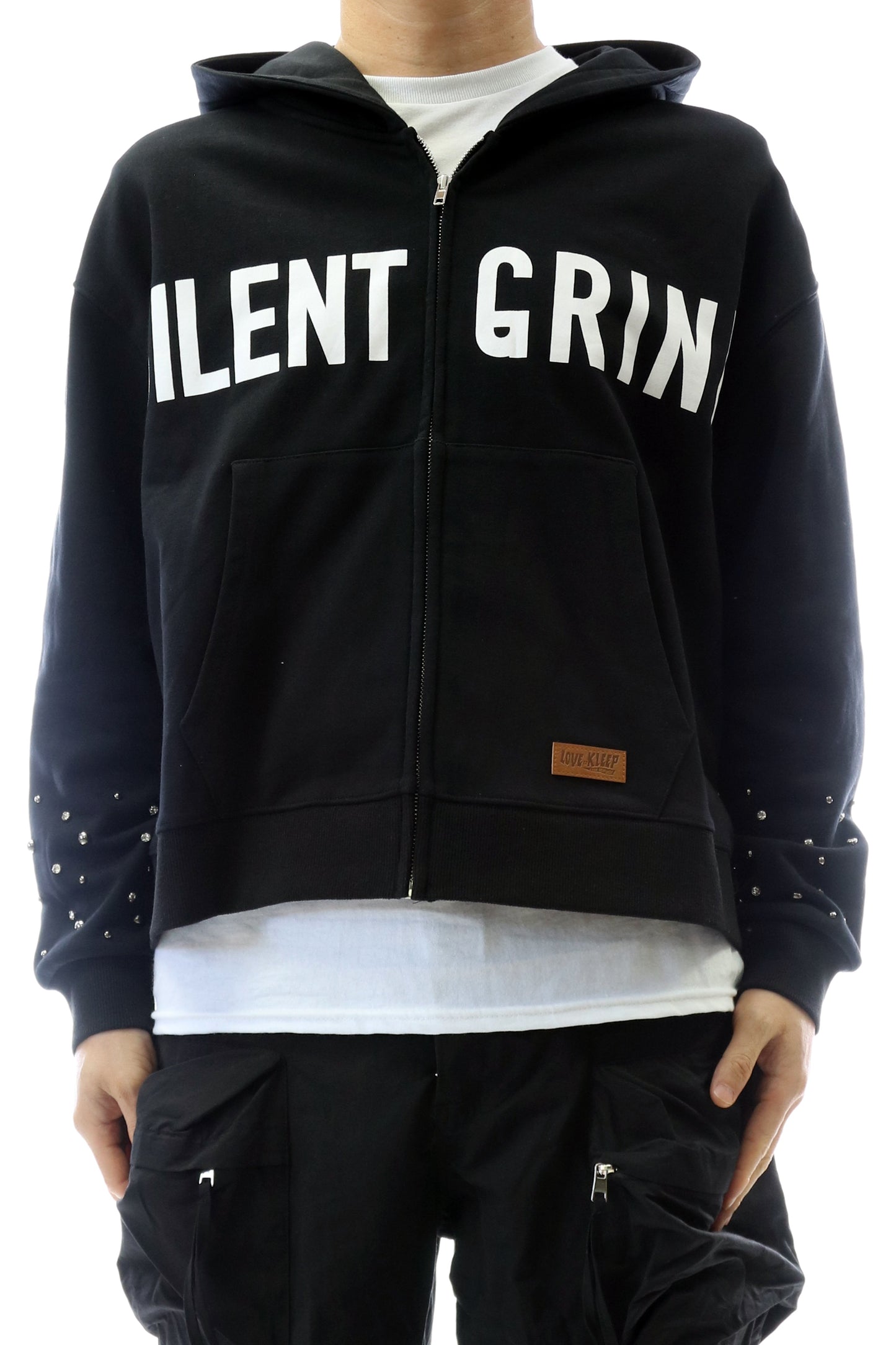 French Terry Long Sleeve Crop Top Full Zip Hoodie