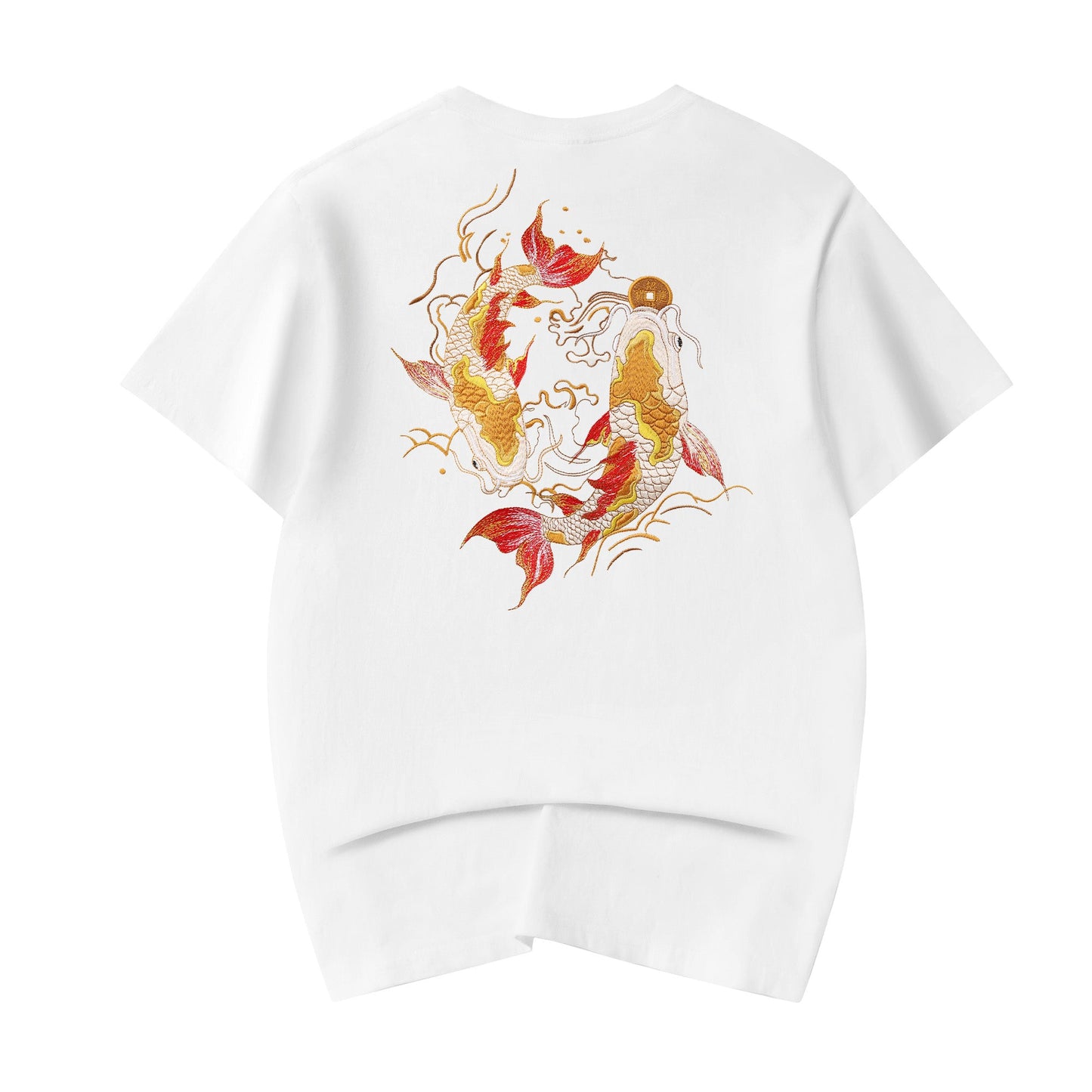 Golden Koi Fish Embroidery Tee