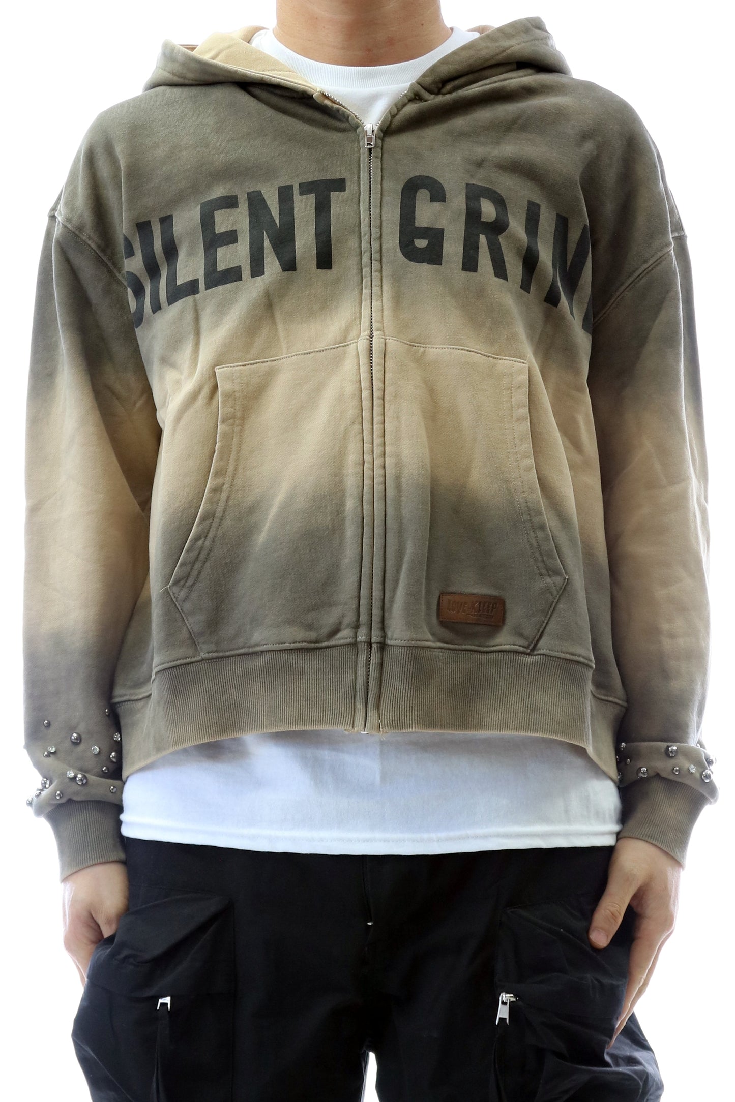 French Terry Long Sleeve Crop Top Full Zip Hoodie