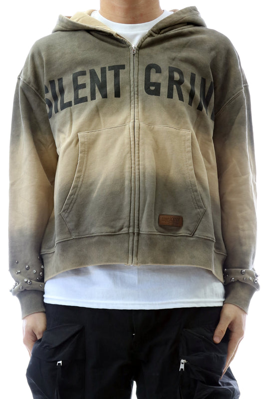 French Terry Long Sleeve Crop Top Full Zip Hoodie
