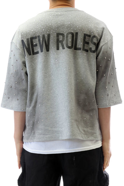 French Terry 3/4 Sleeve Crop Top Tee