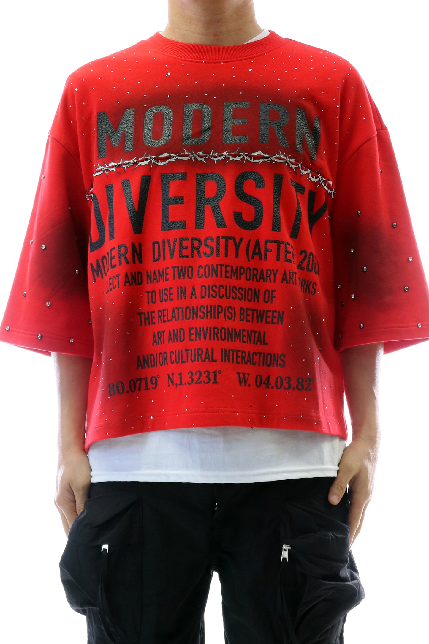 French Terry 3/4 Sleeve Crop Top Tee