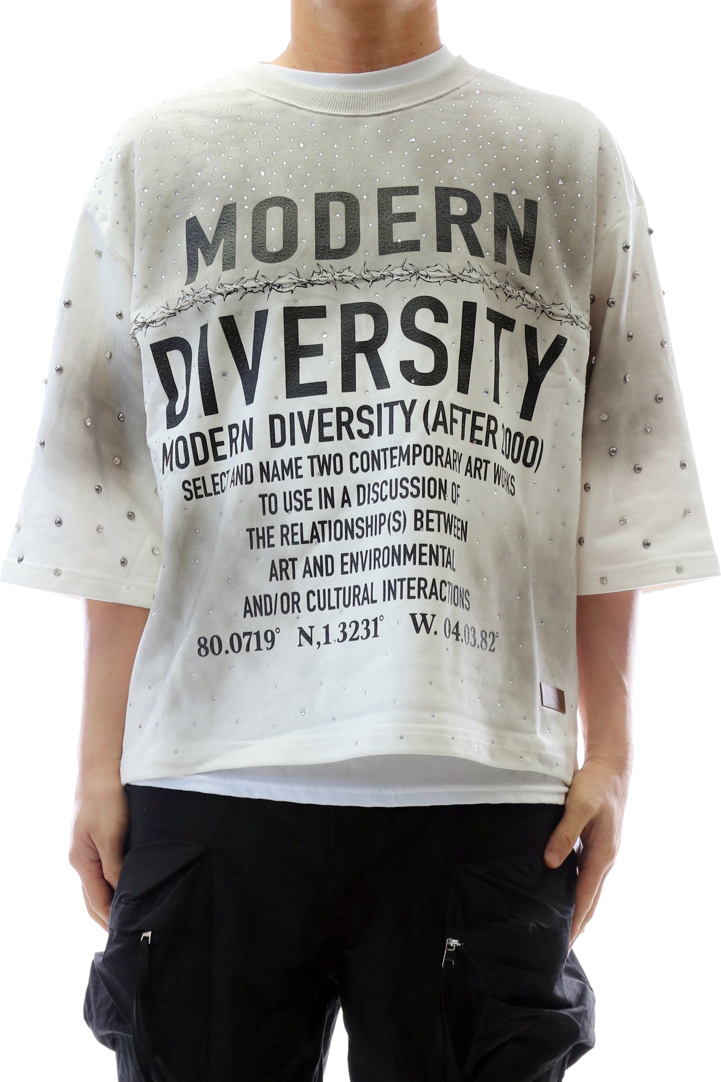 French Terry 3/4 Sleeve Crop Top Tee