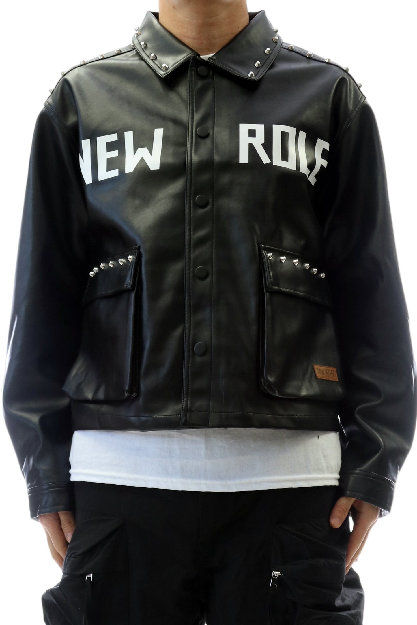 Faux Leather Crop Top Jacket