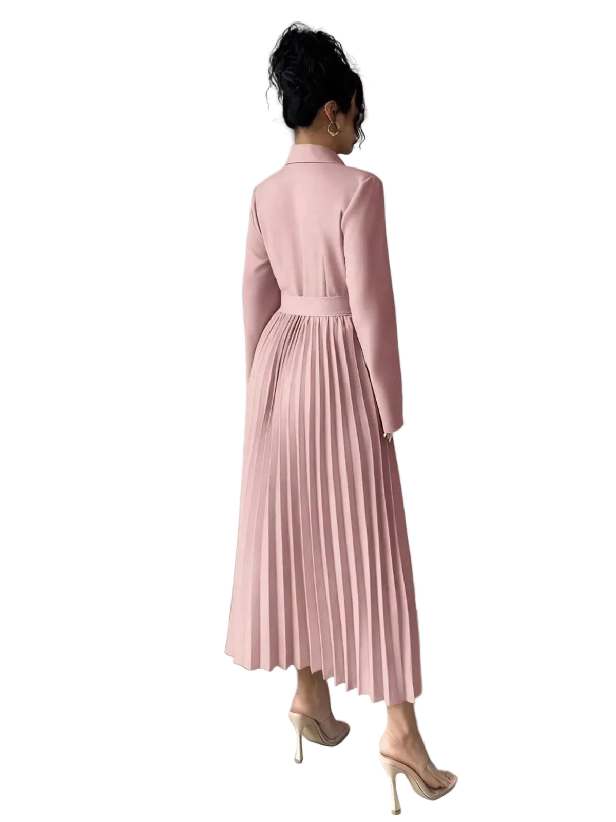 Blazer-Style Pleated Midi Dress