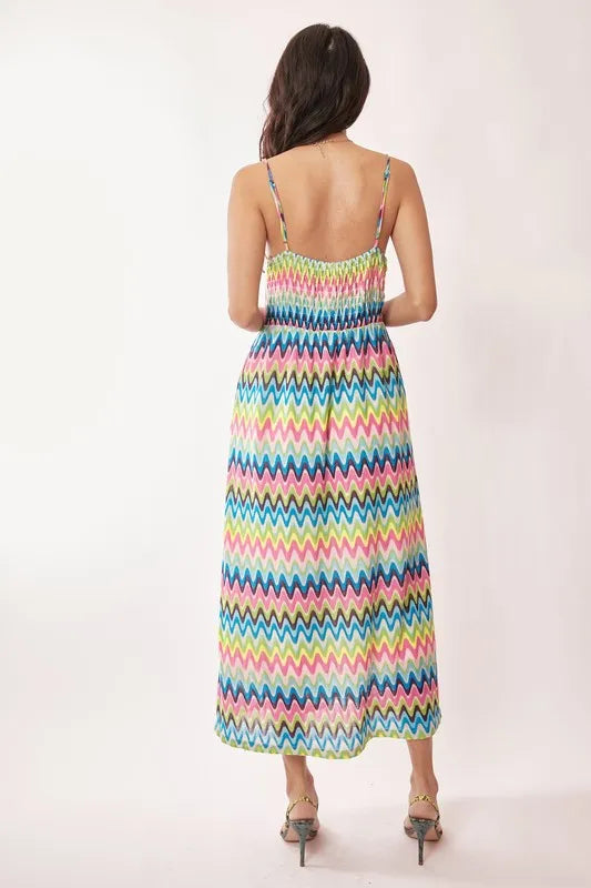 Multi Color Crochet Lace Midi Dress.