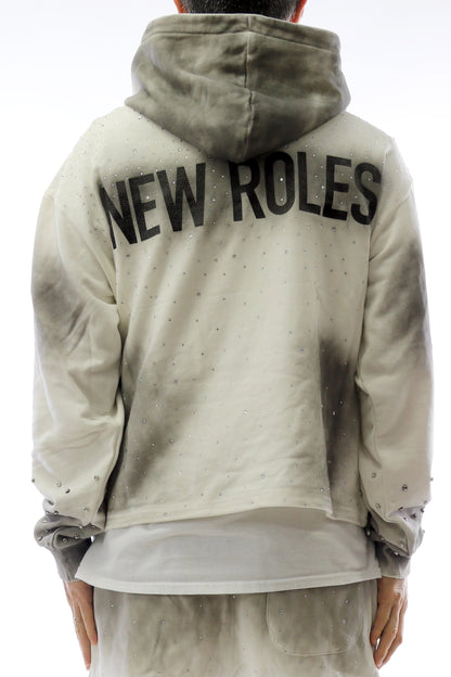 French Terry Long Sleeve Crop Top Pullover Hoodie