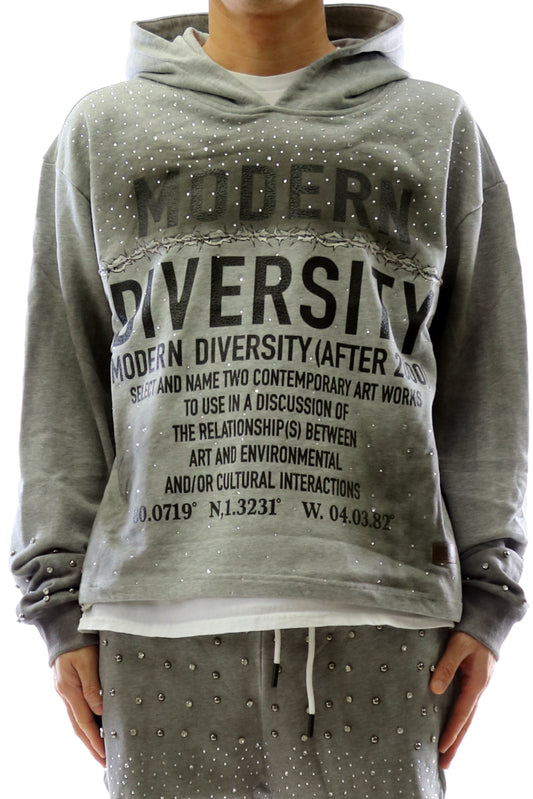 French Terry Long Sleeve Crop Top Pullover Hoodie