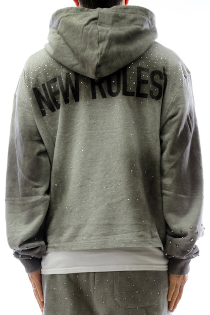 French Terry Long Sleeve Crop Top Pullover Hoodie