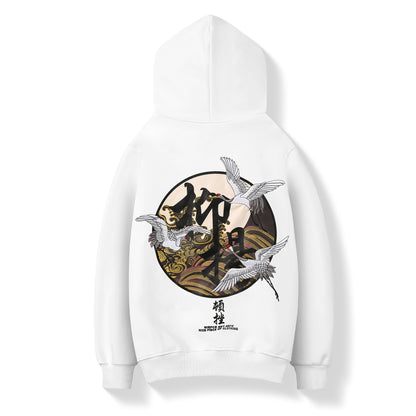 Movement of Cranes Embroidery Hoodie