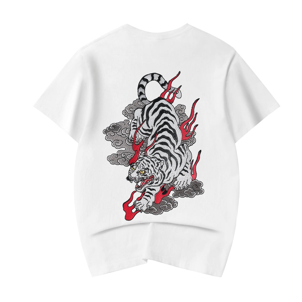 White Cloud Tiger Embroidered Tee