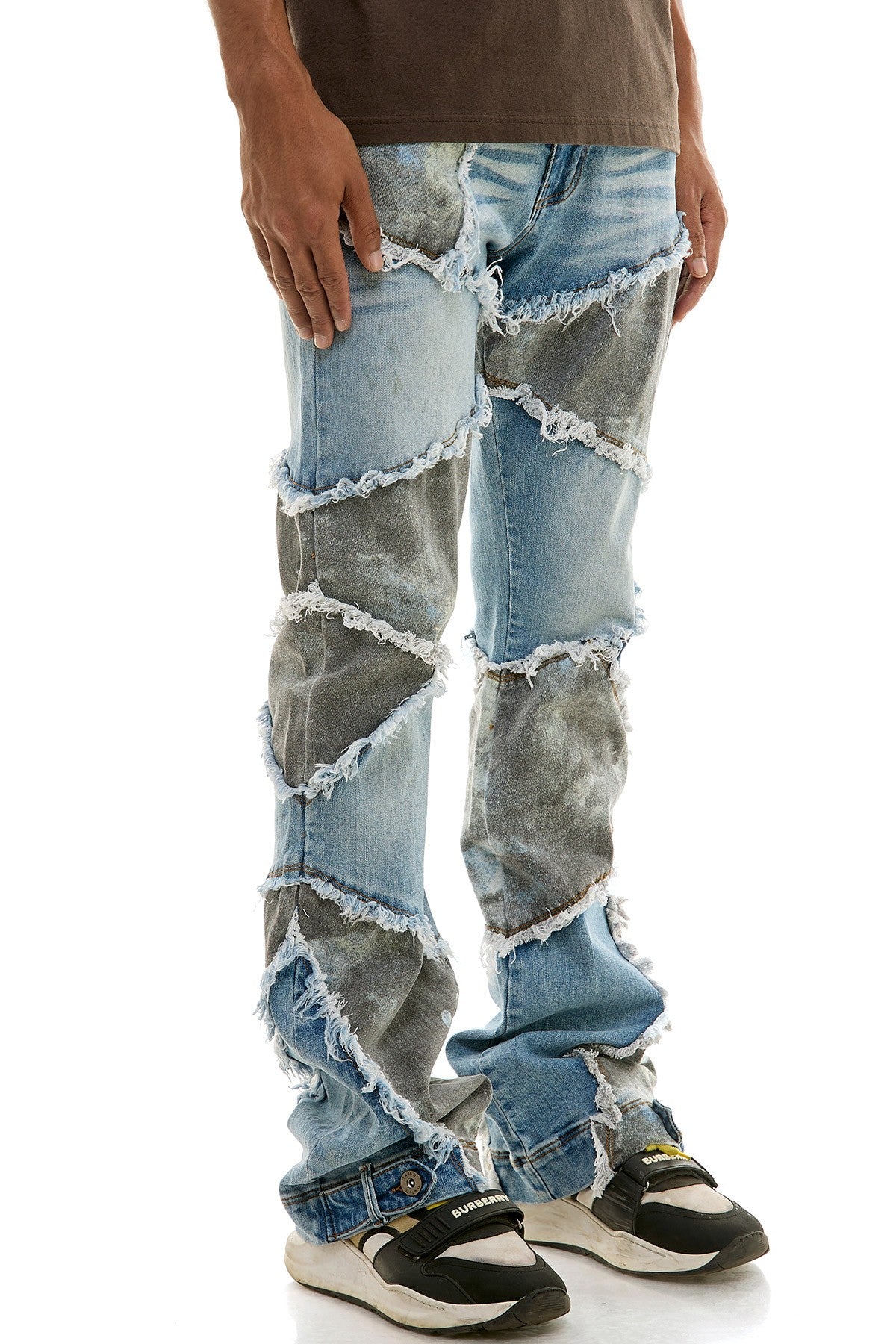 Two Tone Distressed Denim Jeans