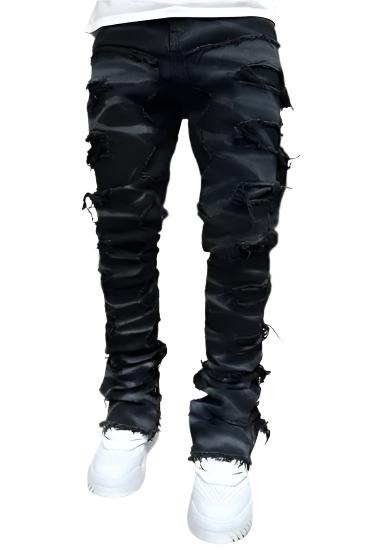 Men's Black Smoke Distressed Denim