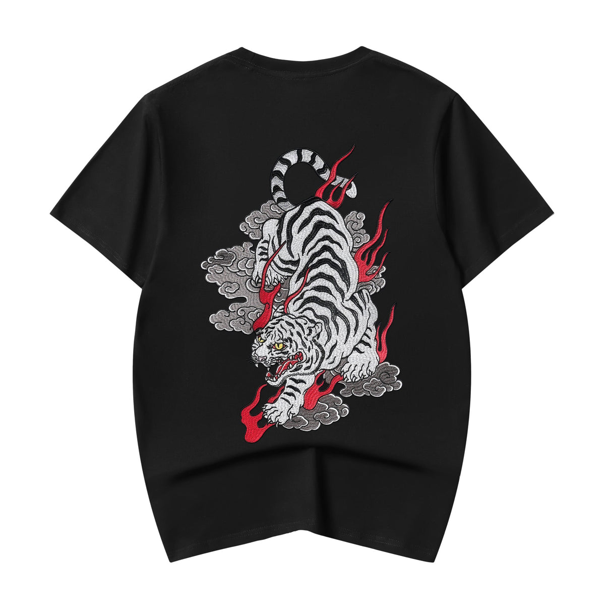 White Cloud Tiger Embroidered Tee