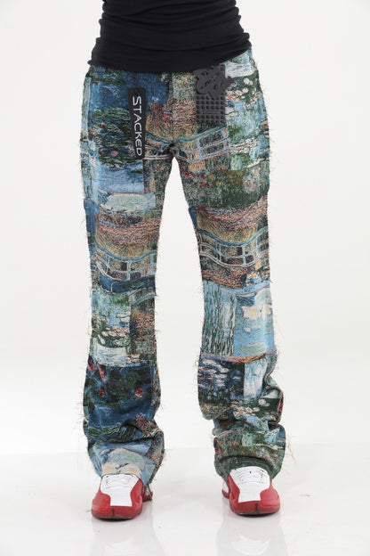 Painting Tapestry Stacked Flare Jeans