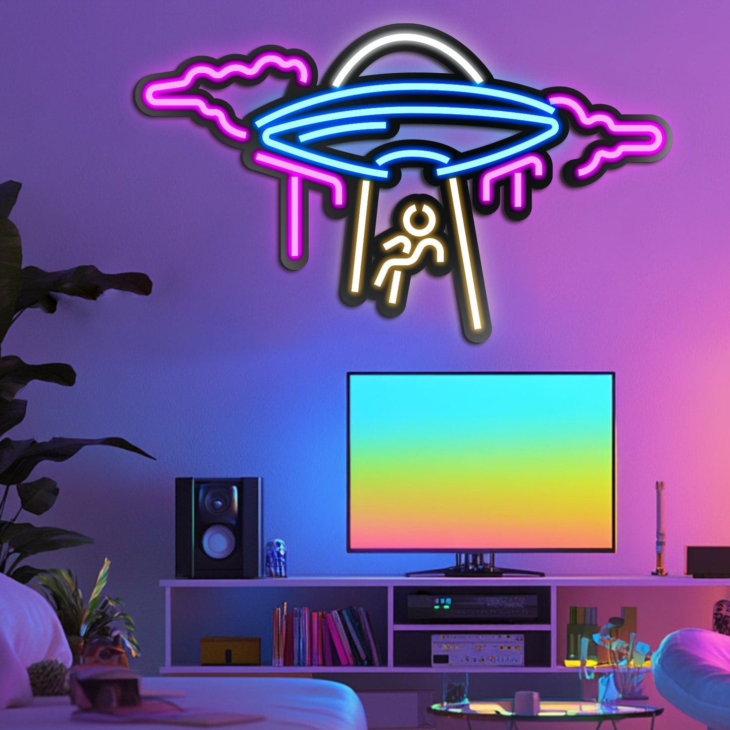 UFO Metal Neon Wall Art