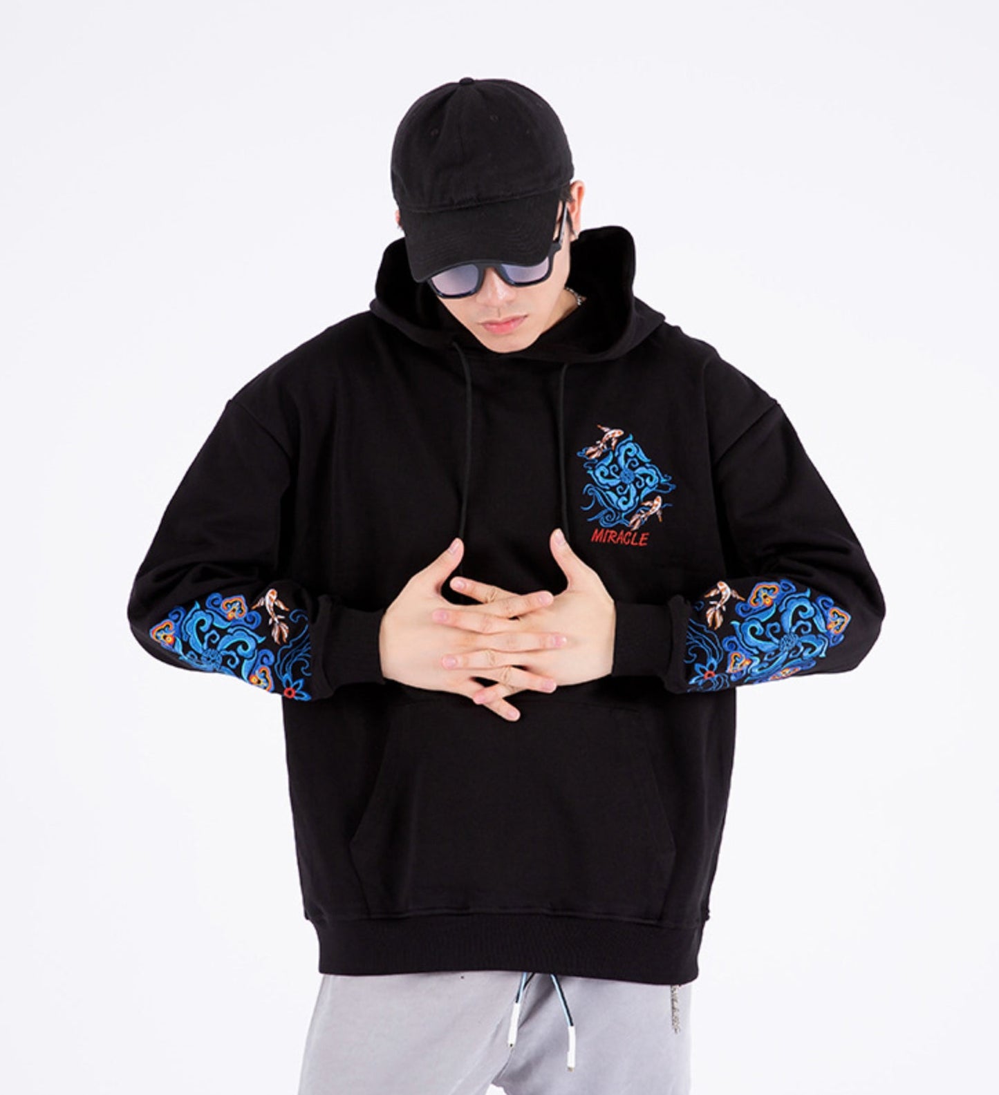 Fish Art Embroidery Hoodie