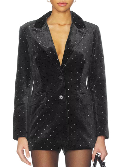 Rhinestone Embellished Single-Breasted Blazer