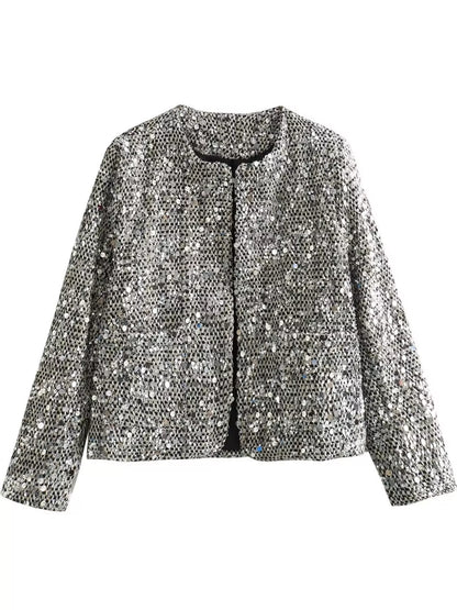 Sequin Embellished Cropped Jacket