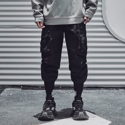 Matte Black Cargo Joggers