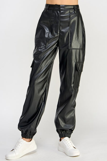 Relaxed Leather Cargo Pants