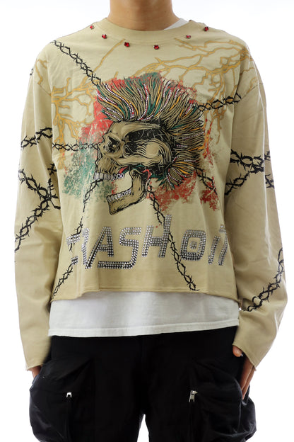 S/N Jersey Long Sleeve Crop Top Tee