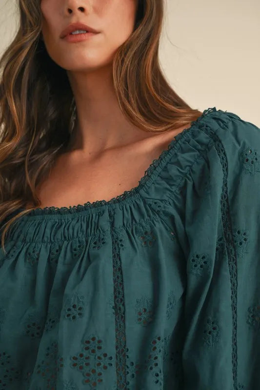 Embroidered Scalloped Lace Top and Short Set.