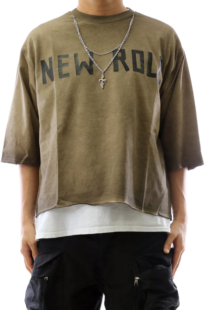 S/N Jersey 3/4 Sleeve Crop Top Tee with Detachable Necklace
