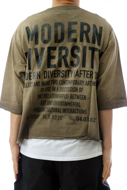 S/N Jersey 3/4 Sleeve Crop Top Tee with Detachable Necklace