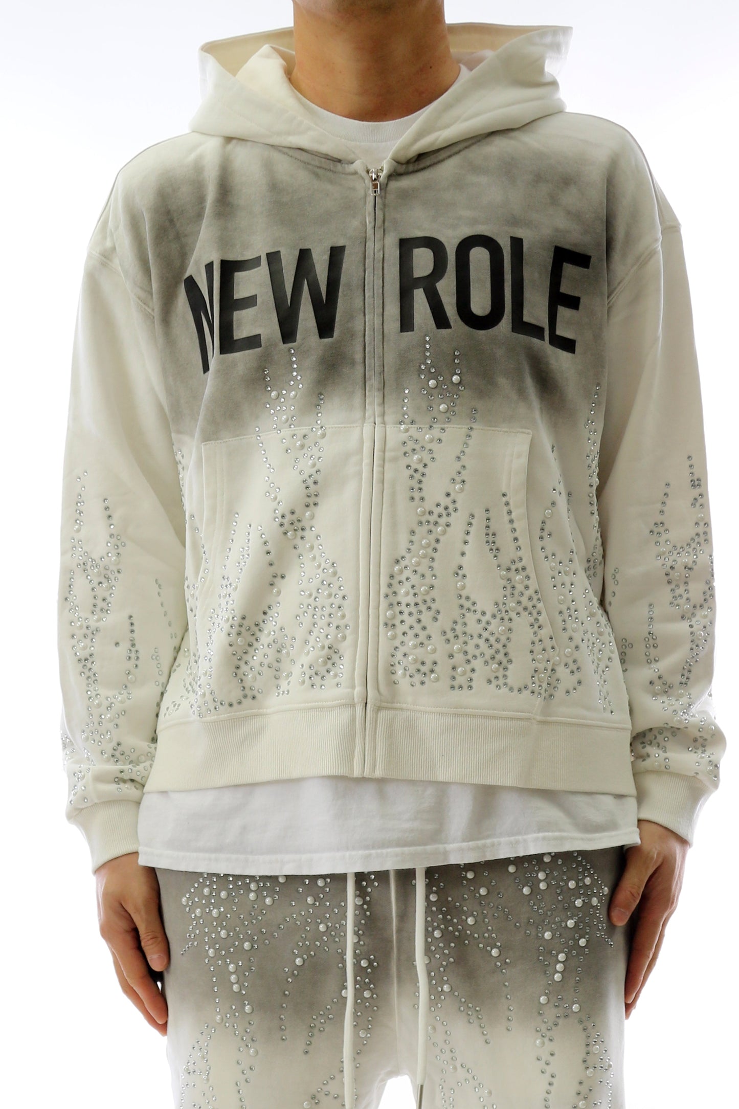 French Terry Long Sleeve Crop Top Full Zip Hoodie