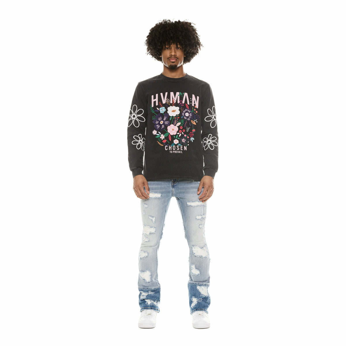 LONG SLEEVE CREW NECK TEE | BLACK