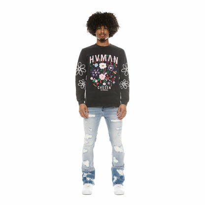 LONG SLEEVE CREW NECK TEE | BLACK