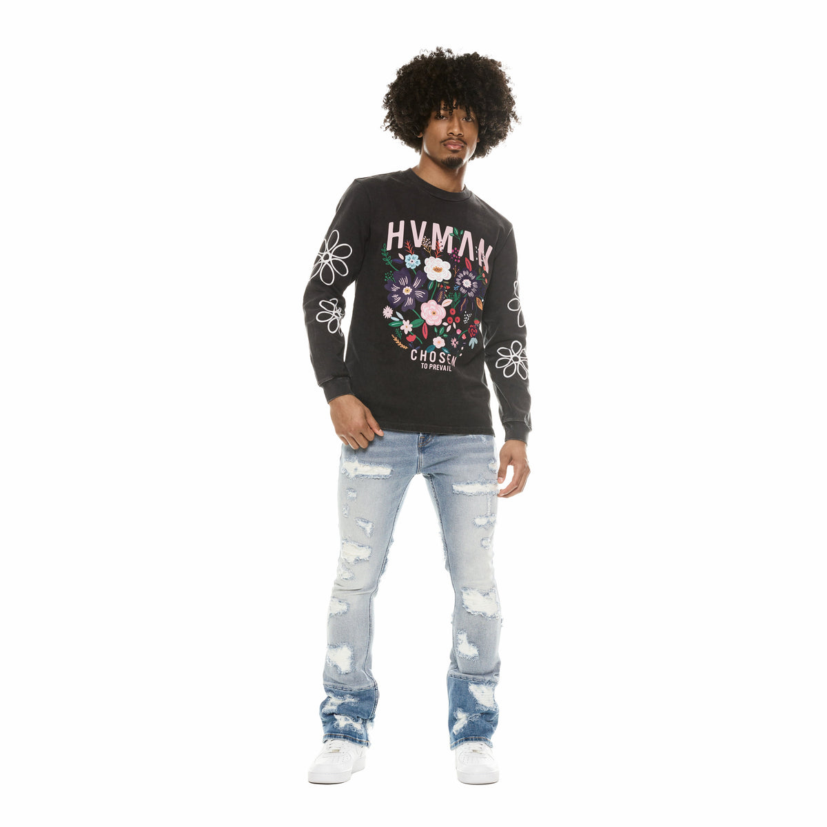 LONG SLEEVE CREW NECK TEE | BLACK