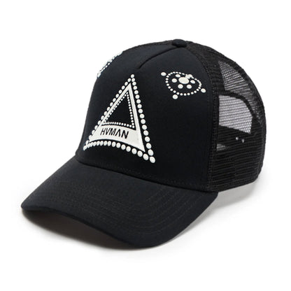 Hvman's Triangle Logo Mesh Trucker Hat | Black