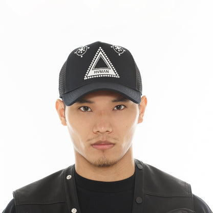 Hvman's Triangle Logo Mesh Trucker Hat | Black