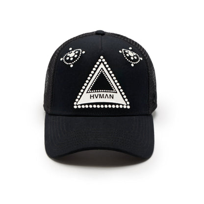 Hvman's Triangle Logo Mesh Trucker Hat | Black