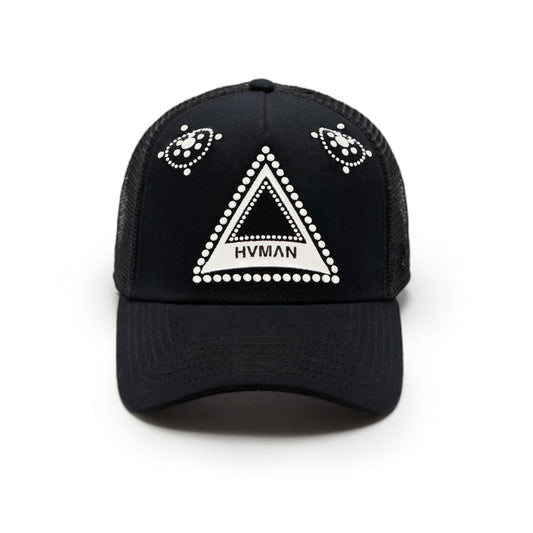 Hvman's Triangle Logo Mesh Trucker Hat | Black