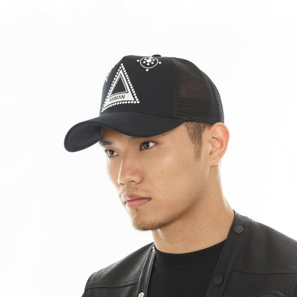 Hvman's Triangle Logo Mesh Trucker Hat | Black