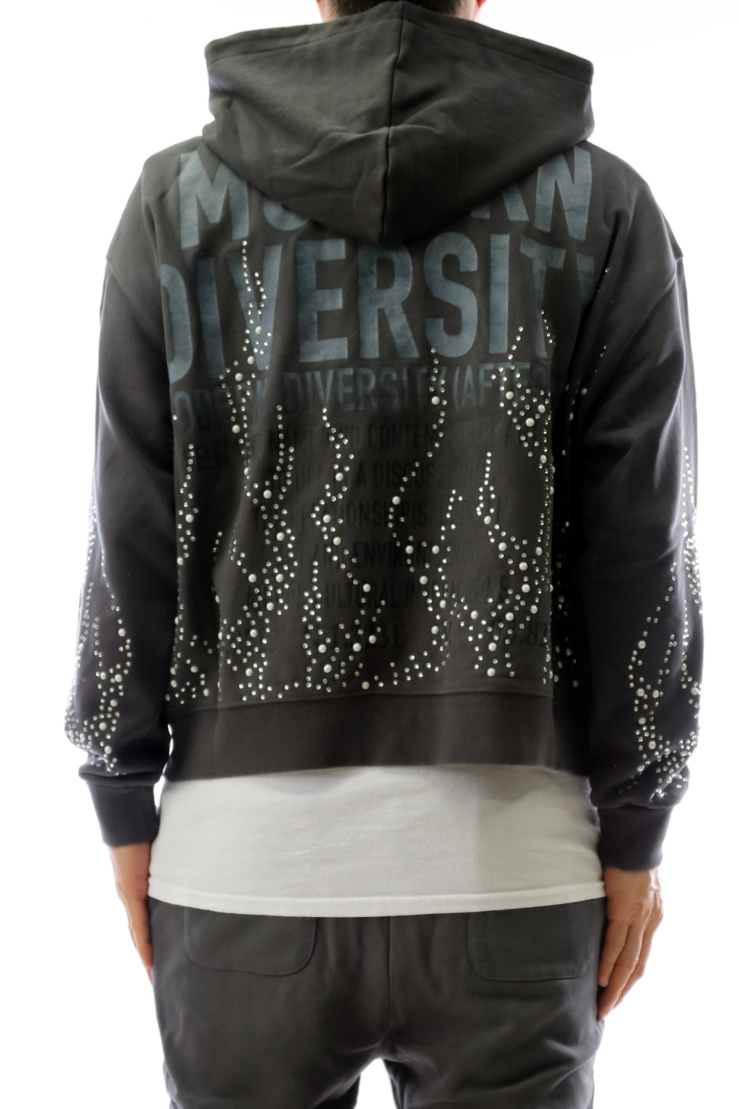 French Terry Long Sleeve Crop Top Full Zip Hoodie