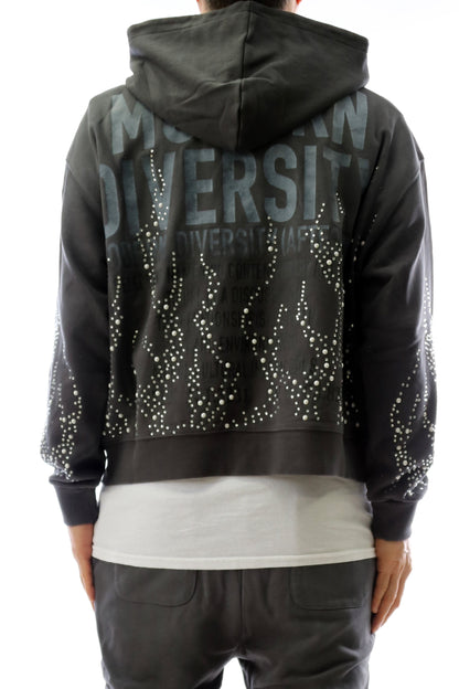 French Terry Long Sleeve Crop Top Full Zip Hoodie