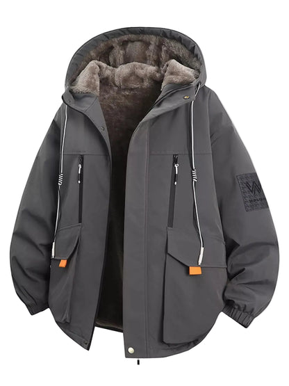 Men's fleece-lined hooded winter parka product view | KRIFFA