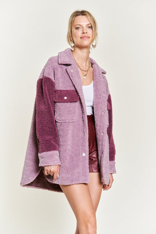 Color Block Sherpa Jacket