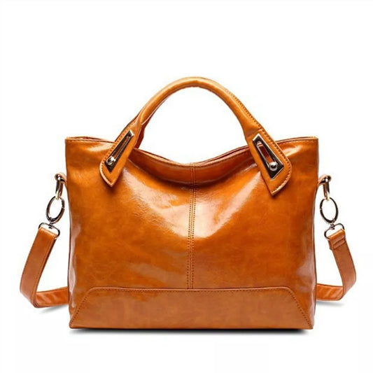 Vintage Style PU Leather Tote Handbag with Adjustable Shoulder Strap